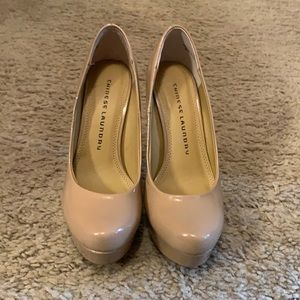 Tan Chinese Laundry patent leather high heels